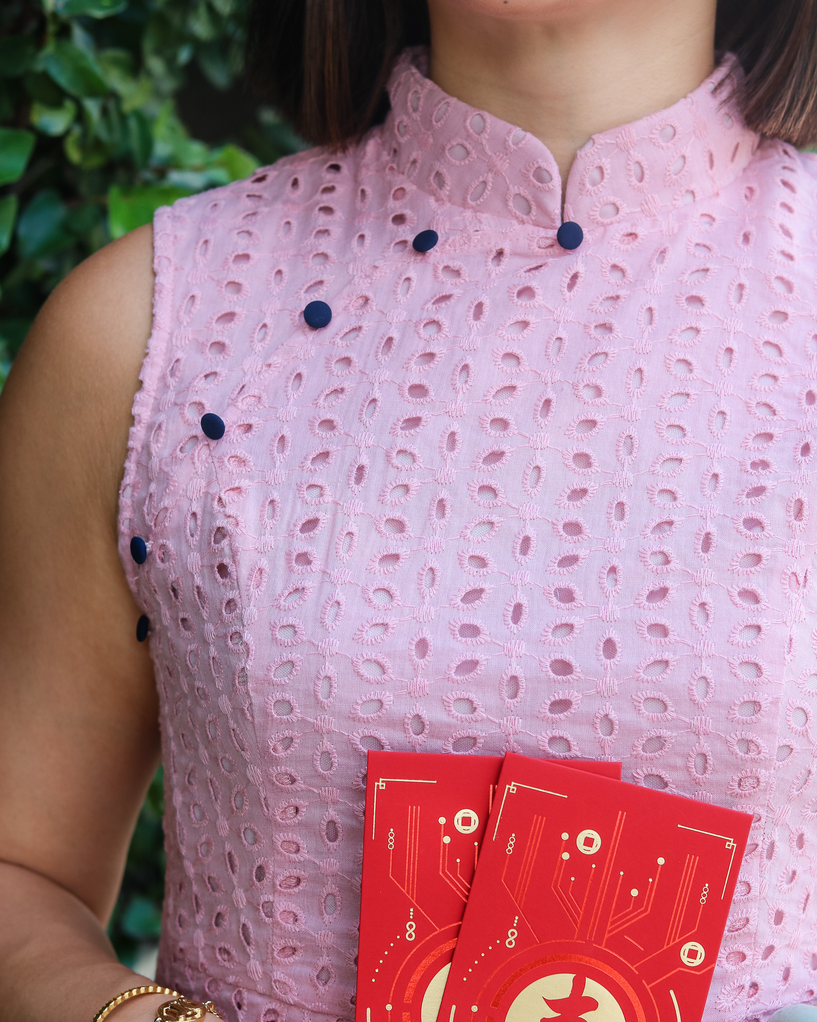 Trisha Eyelet Peplum Top in Pink