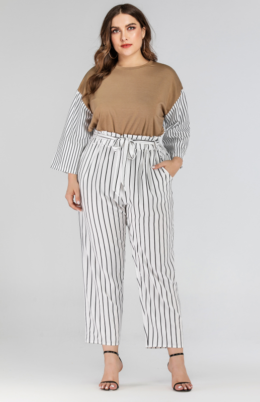 Myla Black and White Striped Cropped Pants