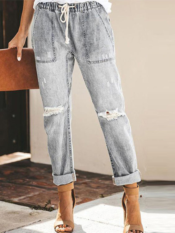 Taylor European and American denim straight-leg pants elastic plus size women's jeans