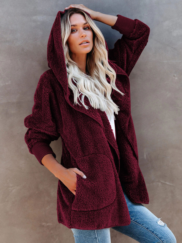 Lhee Open Front Sherpa Hoodie With Side Pockets