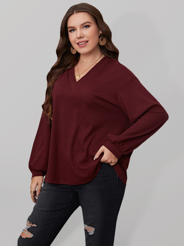 Darlene elegant commuter V-neck long-sleeved pullover shirt