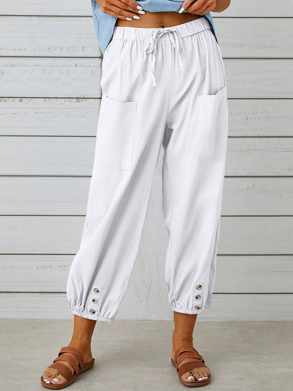 Elsa cotton and linen cropped trousers wide-leg women's trousers
