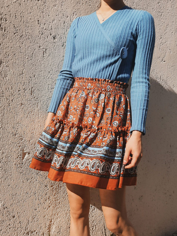 Ashley Skirt Bohemian Ethnic Ruffle Skirt
