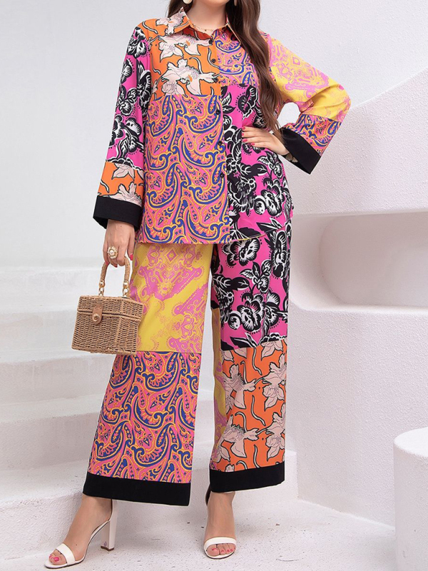 Mika women's loose retro floral shirt suit