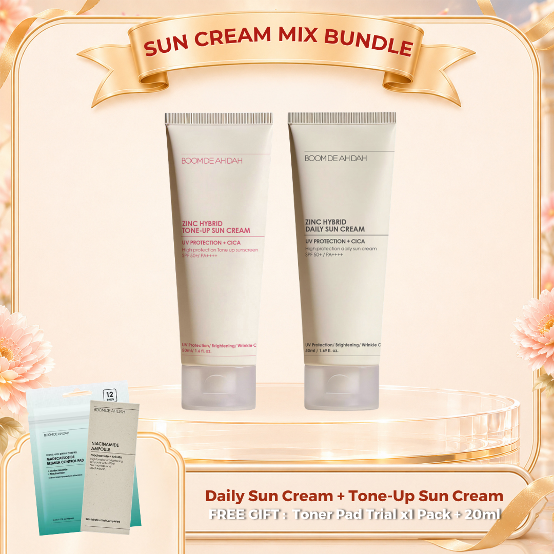 BOOM DE AH DAH ZINC HYBRID DAILY & TONE-UP SUN CREAM BUNDLE 