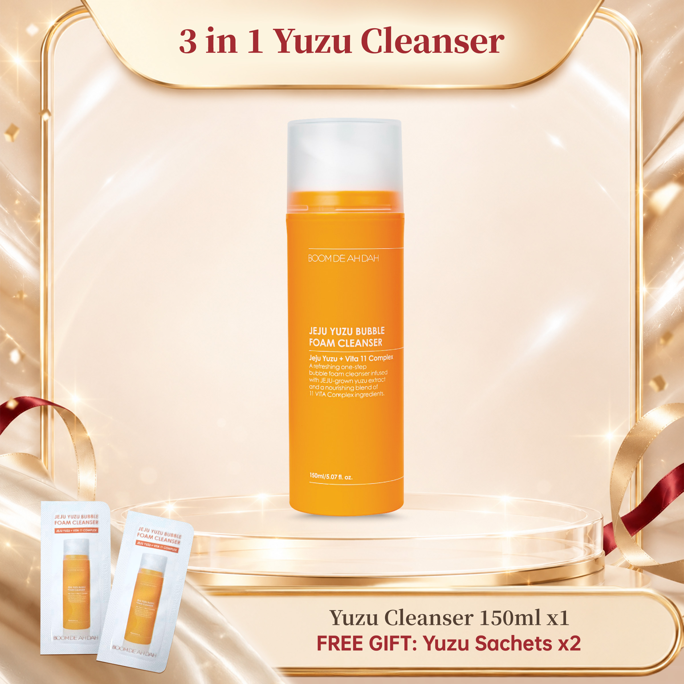Boom De Ah Dah Jeju Yuzu + VITA 11 Complex bubble foam cleanser 150ml