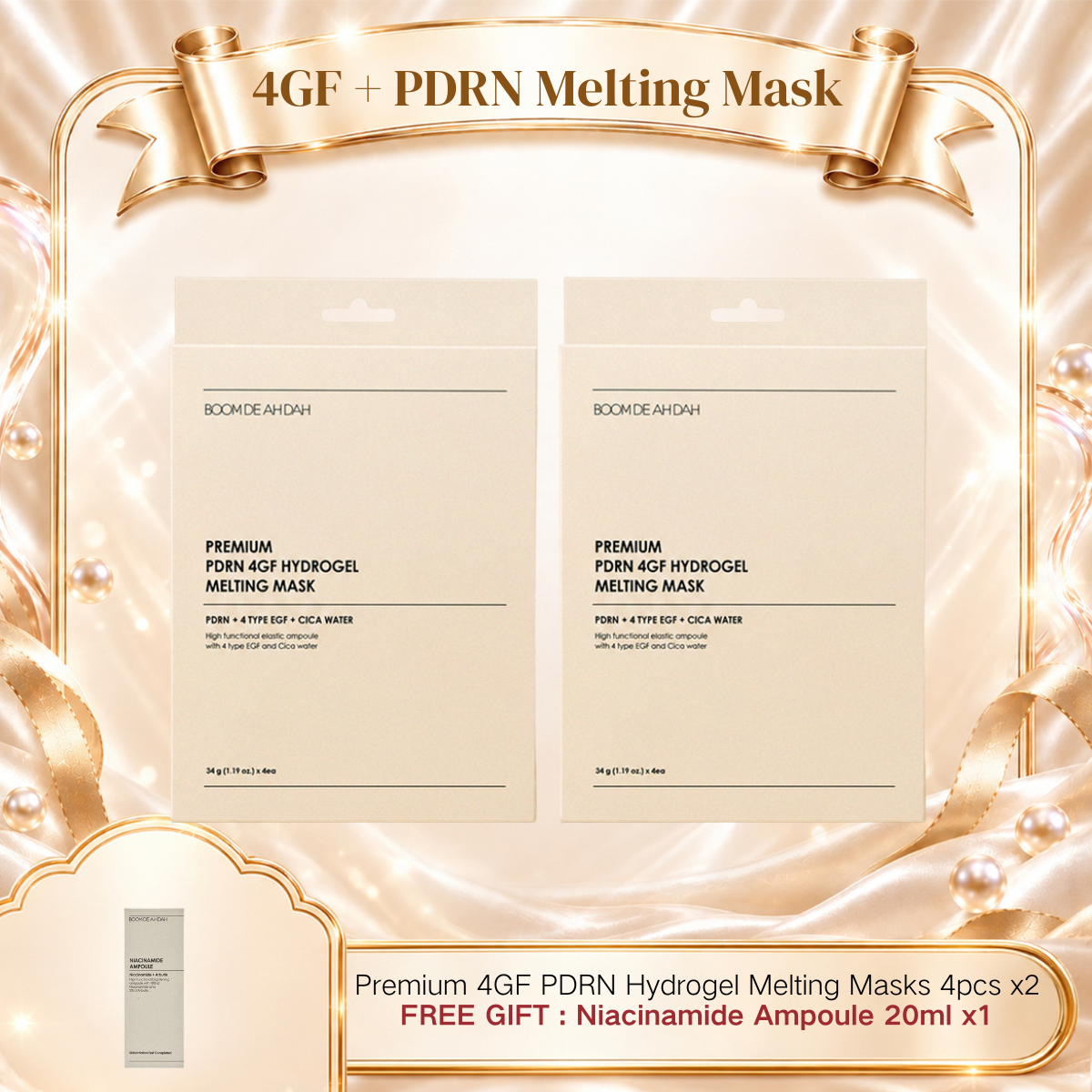 BOOM DE AH DAH PREMIUM PDRN 4GF MELTING MASK (4'SHEET PER BOX)