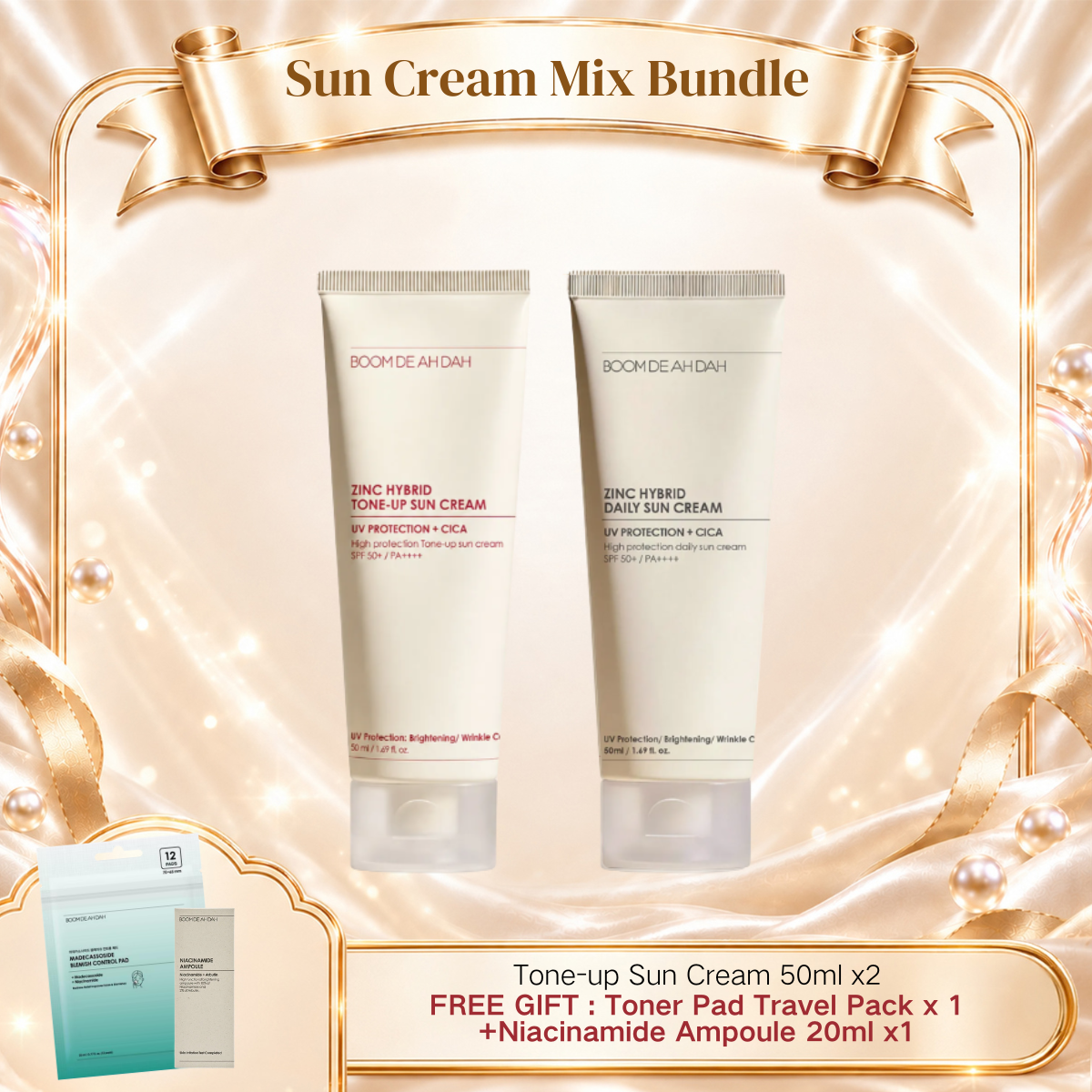 BOOM DE AH DAH ZINC HYBRID DAILY & TONE-UP SUN CREAM BUNDLE 