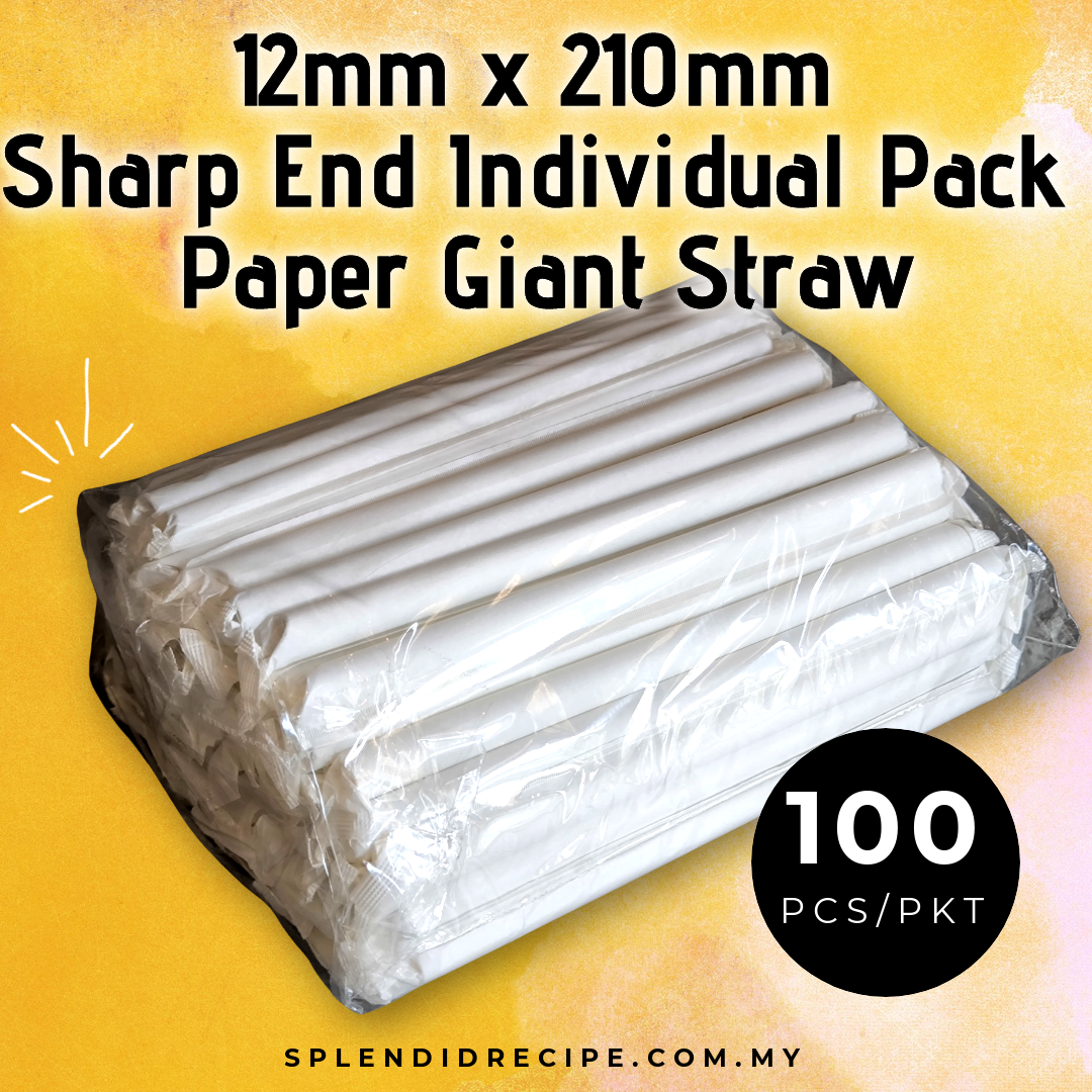 12mm x 210mm Sharp End Individual Pack Paper Giant Straw (100 pcs)
