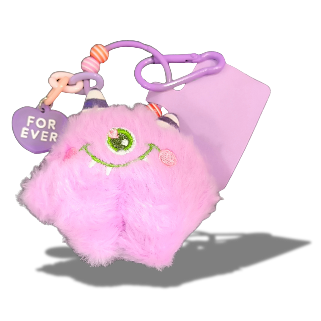Custom Branded Fluffy Monster Charm Keychains (MOQ 100 Set)