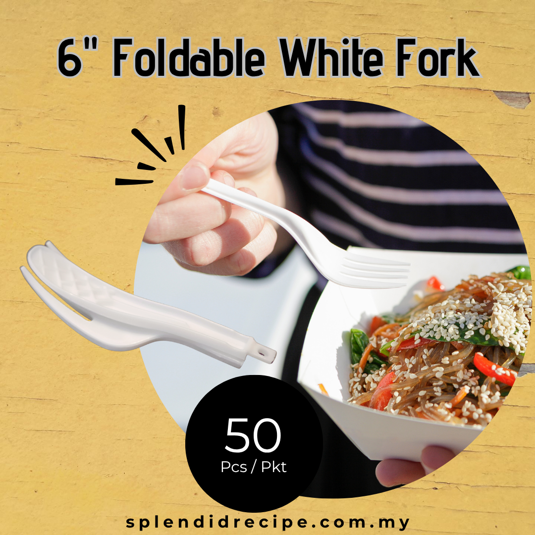 6" Disposable Foldable White Fork (50 pcs)