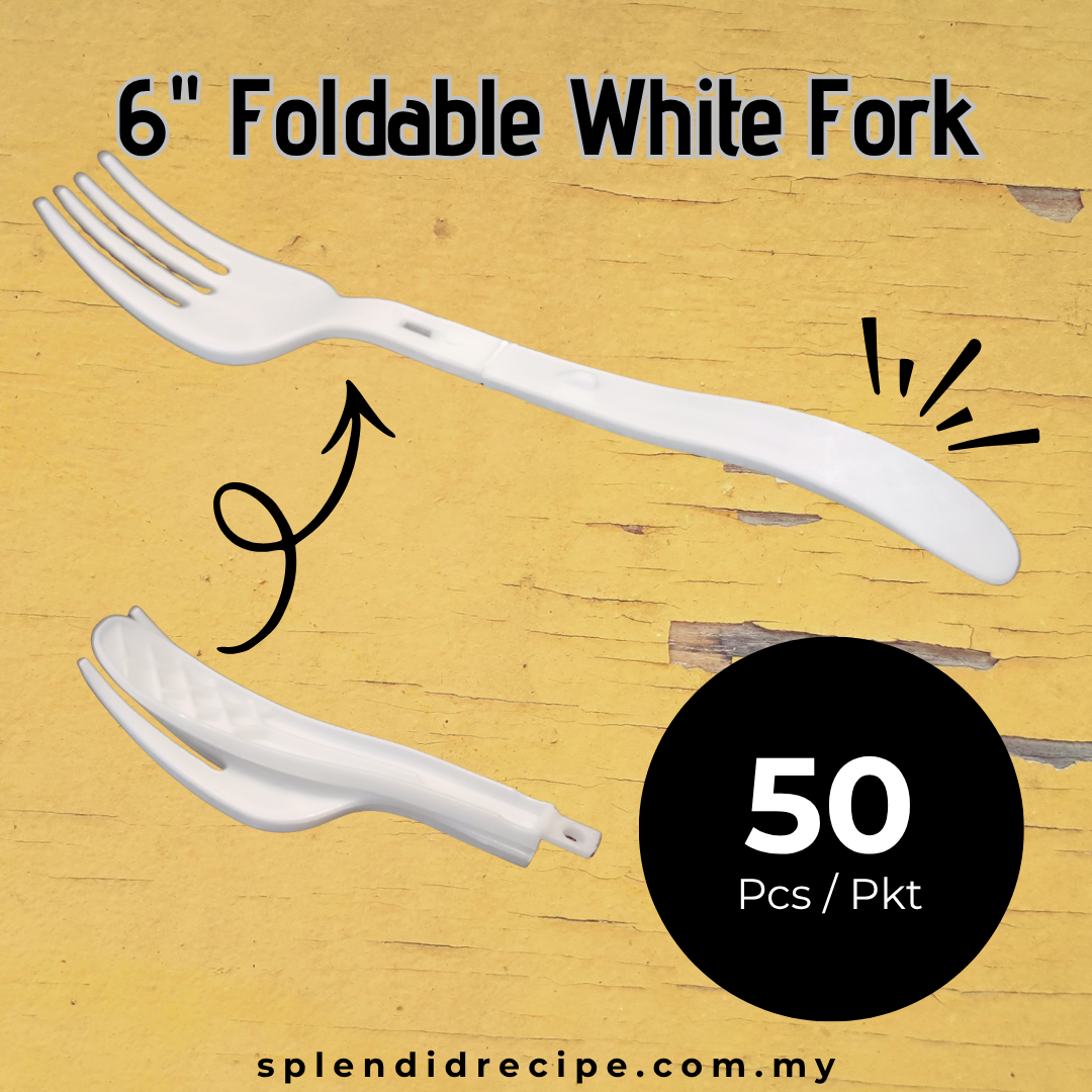 6" Disposable Foldable White Fork (50 pcs)
