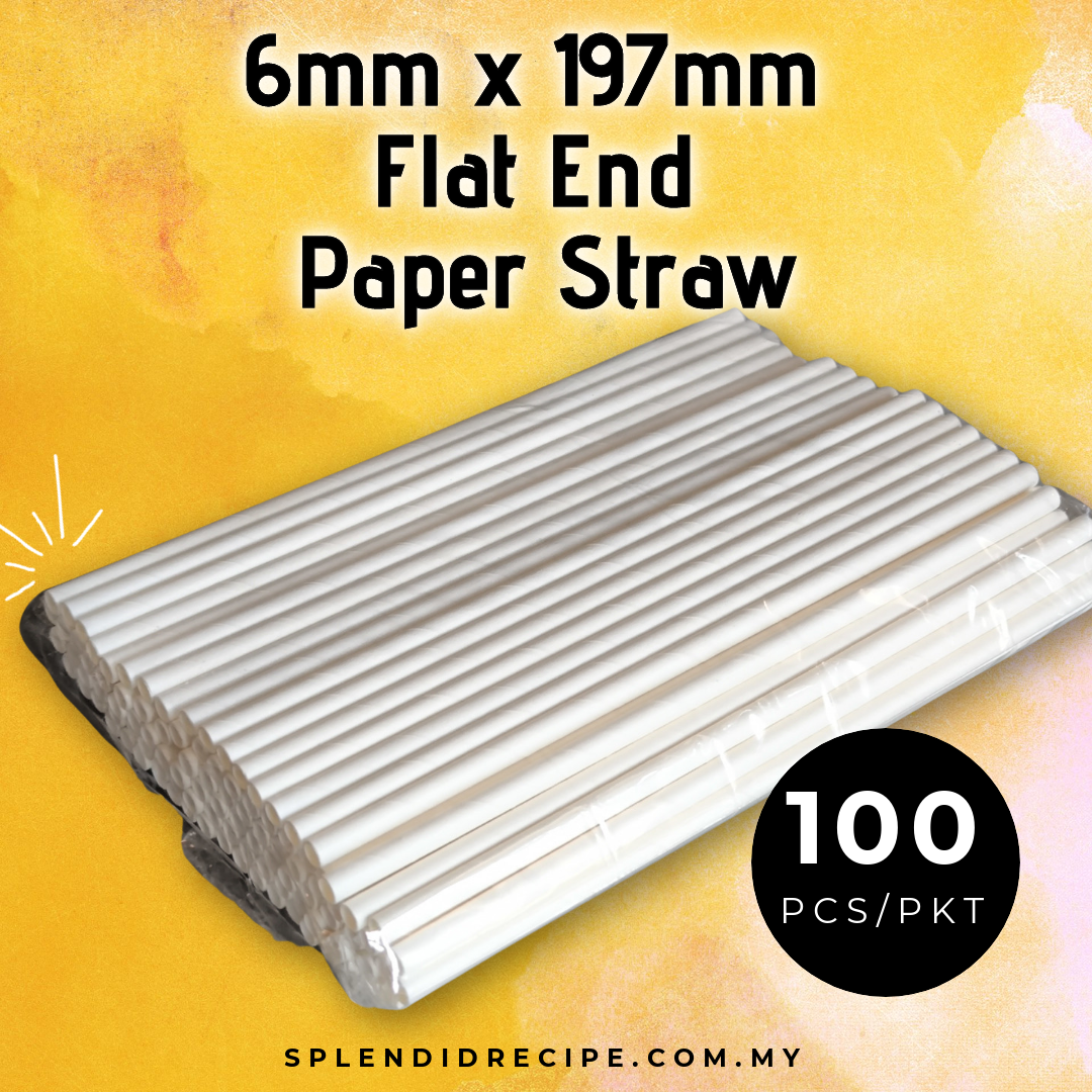 12mm x 197mm Flat End Paper Giant Straw  (100 pcs)