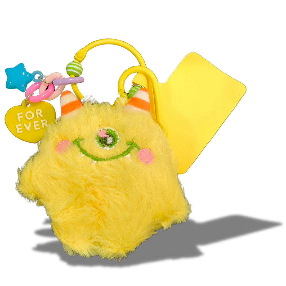 Custom Branded Fluffy Monster Charm Keychains (MOQ 100 Set)