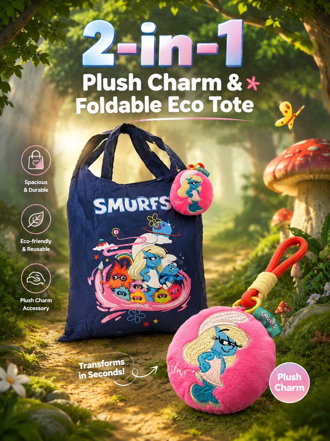 Custom Branded 2-in-1 Plushie Eco Bag (MOQ 100 Set)
