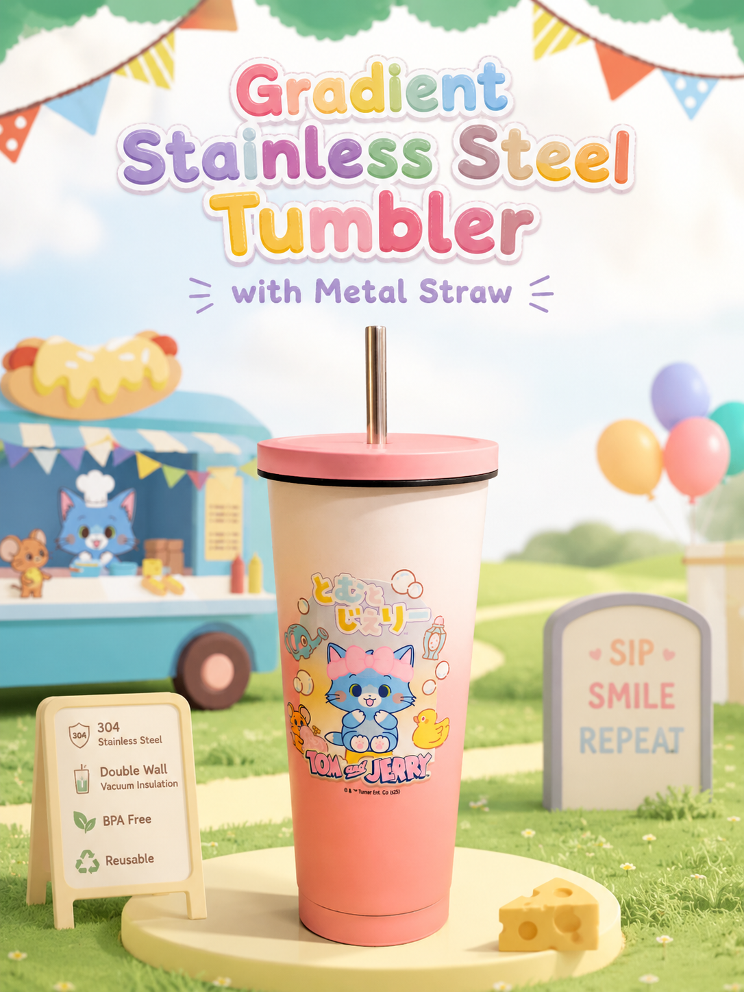 Custom Branded Stainless Steel Tumbler (MOQ 100 Set)
