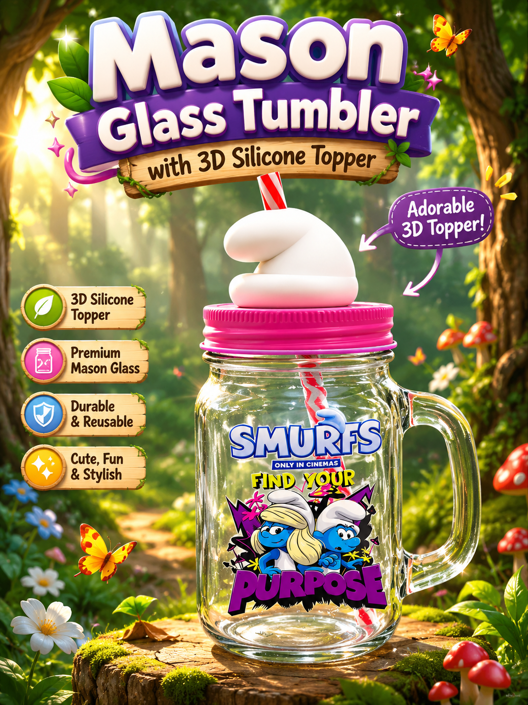 Custom Branded Mason Glass Bottle (MOQ 100 Set)