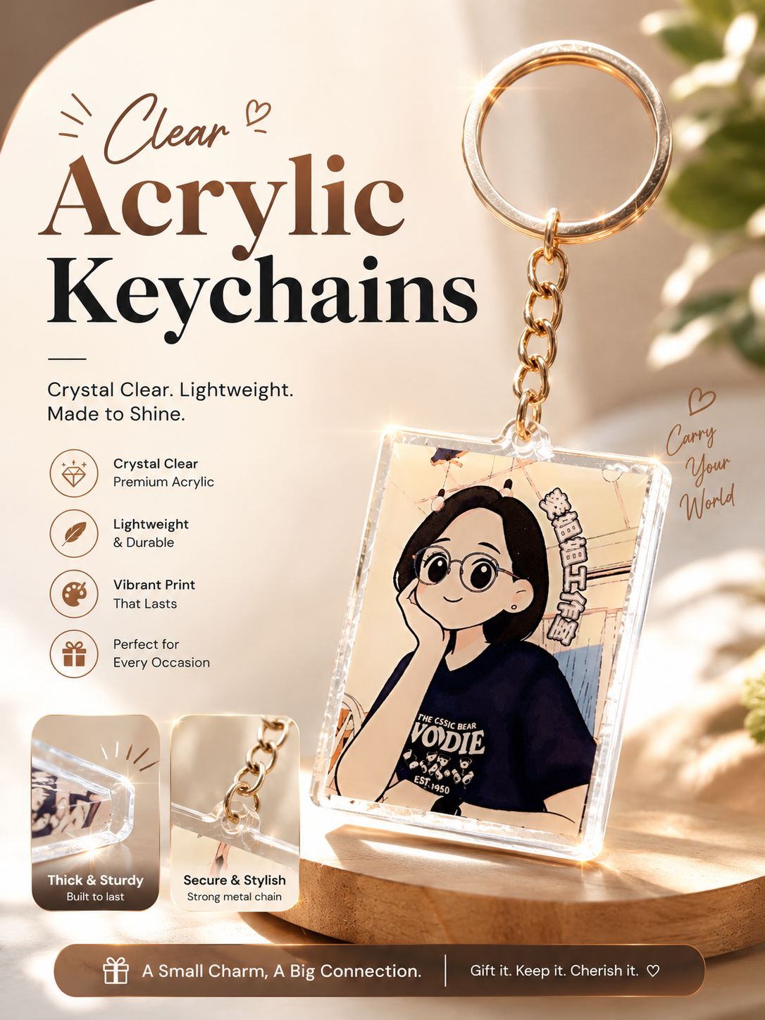 Custom Branded Acrylic Keychains (MOQ 100 Set)