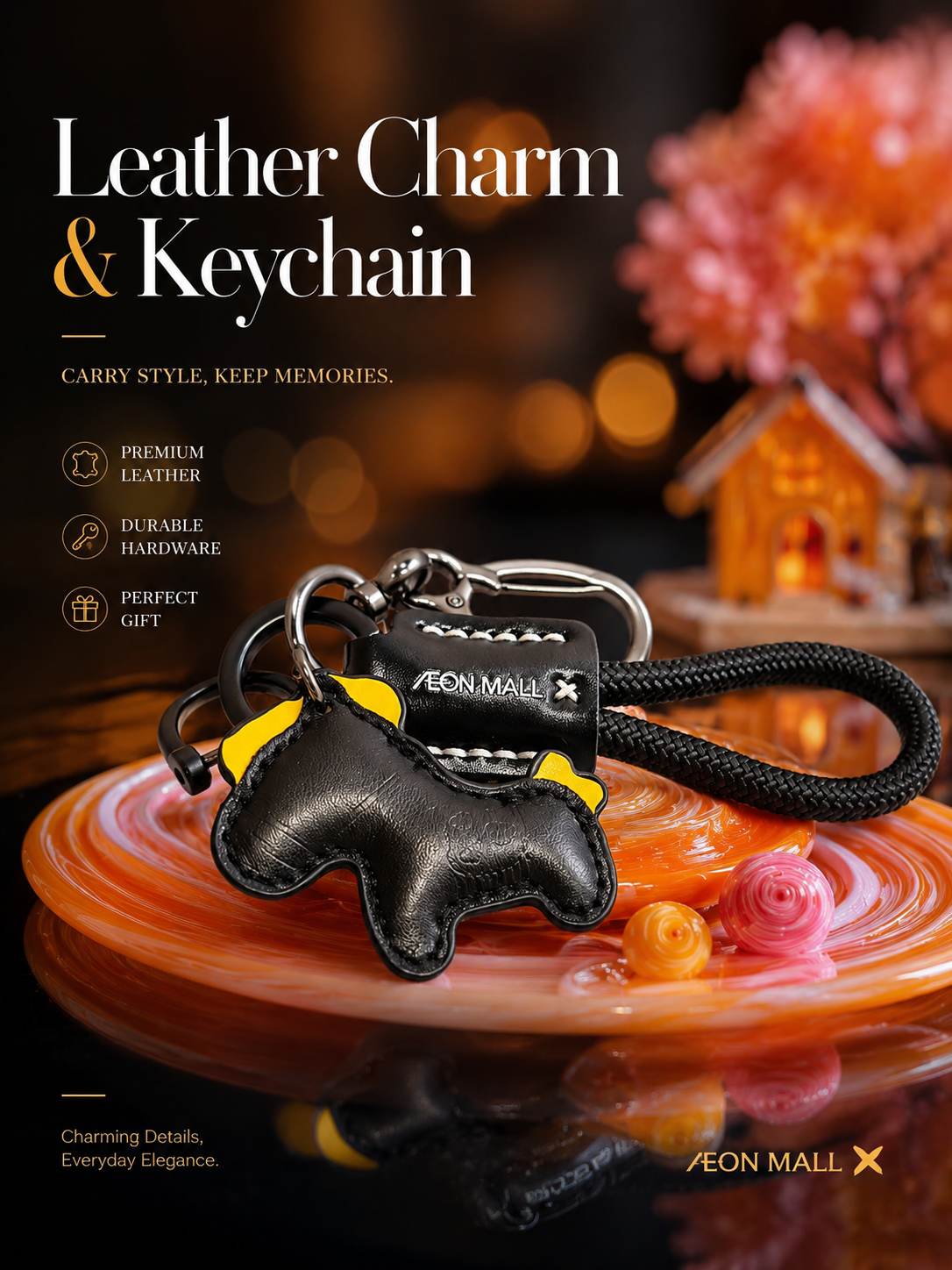 Custom Branded Leather Charm & Keychain (MOQ 100 Set)