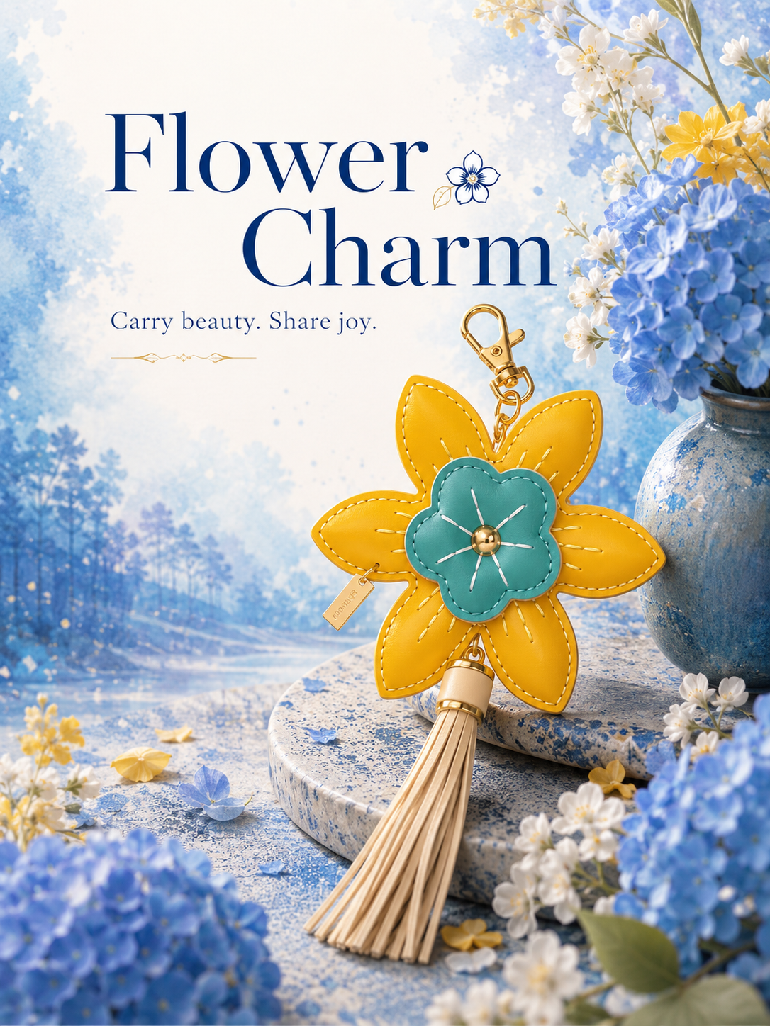 Custom Branded Flower Charm (MOQ 100 Set)