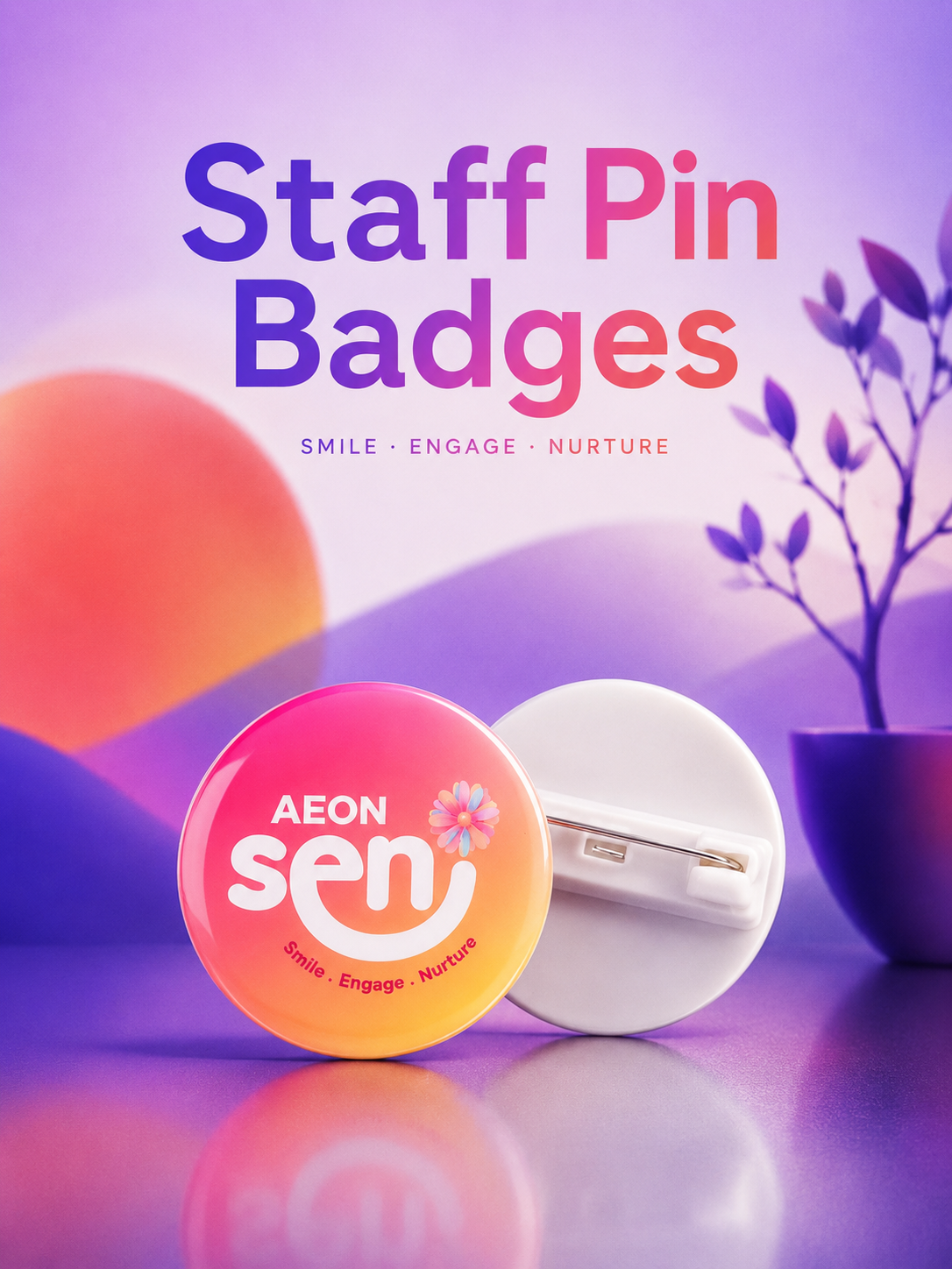 Custom Branded Staff Pin Badges (MOQ 100 Set)