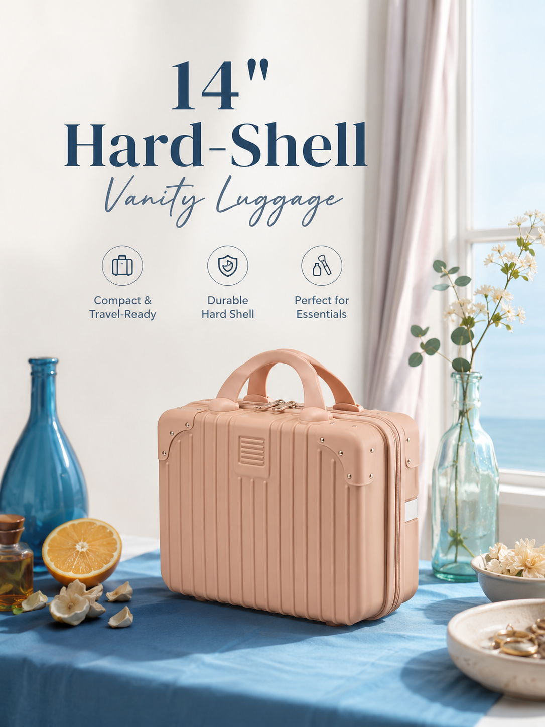 Custom Branded 14" Hard-Shell Vanity Luggage (MOQ 100 Set)