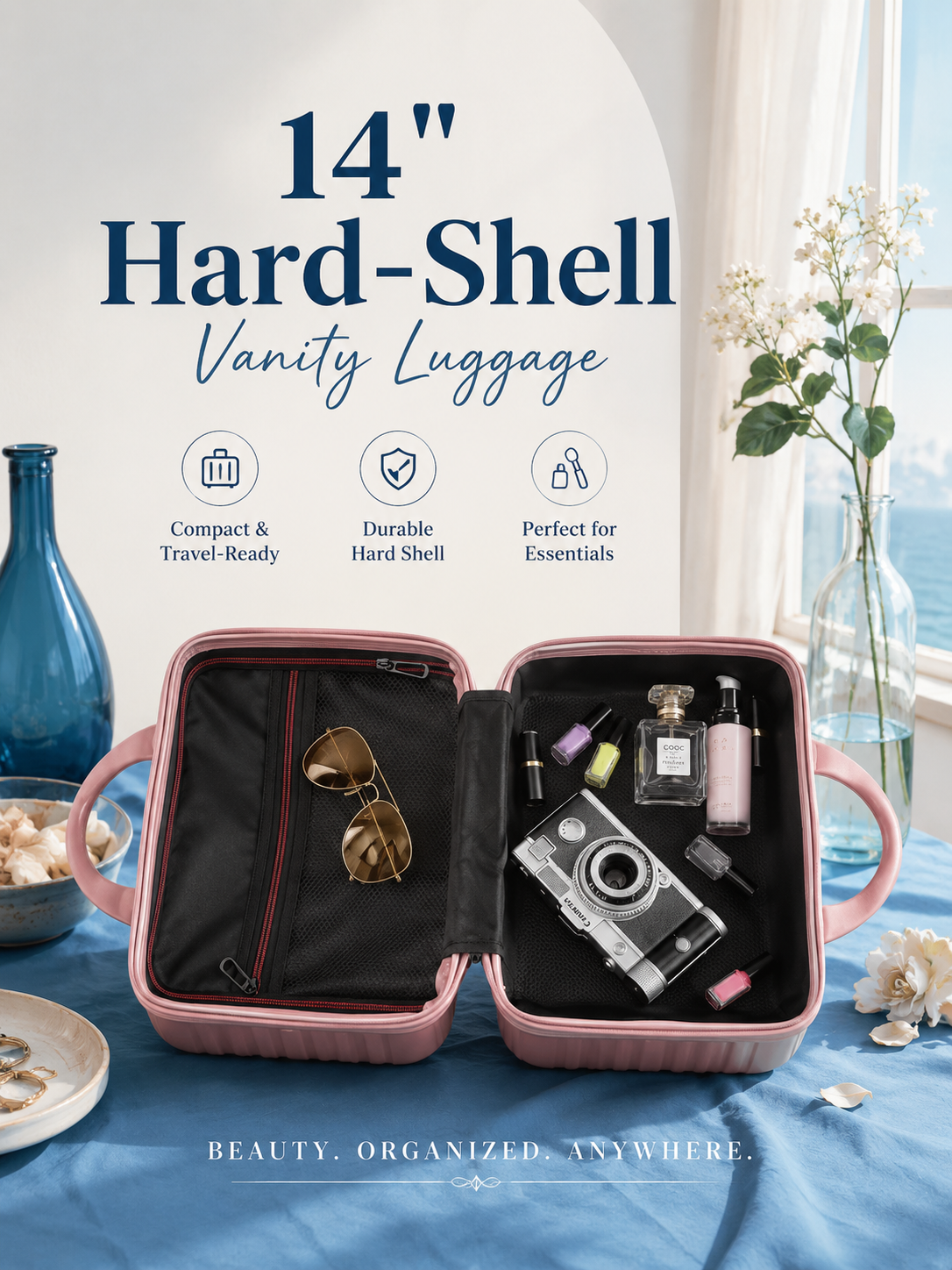 Custom Branded 14" Hard-Shell Vanity Luggage (MOQ 100 Set)