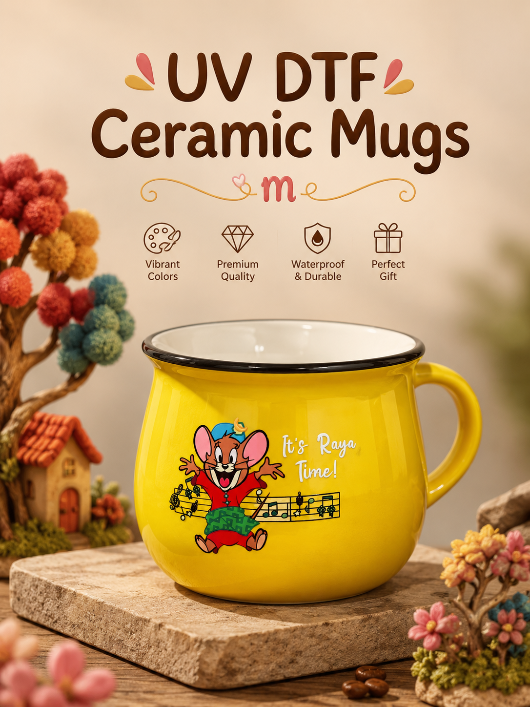 Custom Branded UV DTF Ceramic Mugs (MOQ 100 Set)