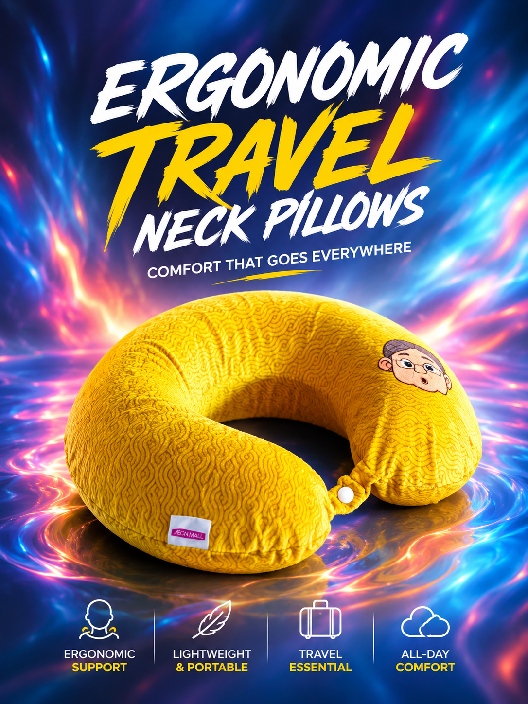 Custom Branded Ergonomic Travel Neck Pillows (MOQ 100 Set)