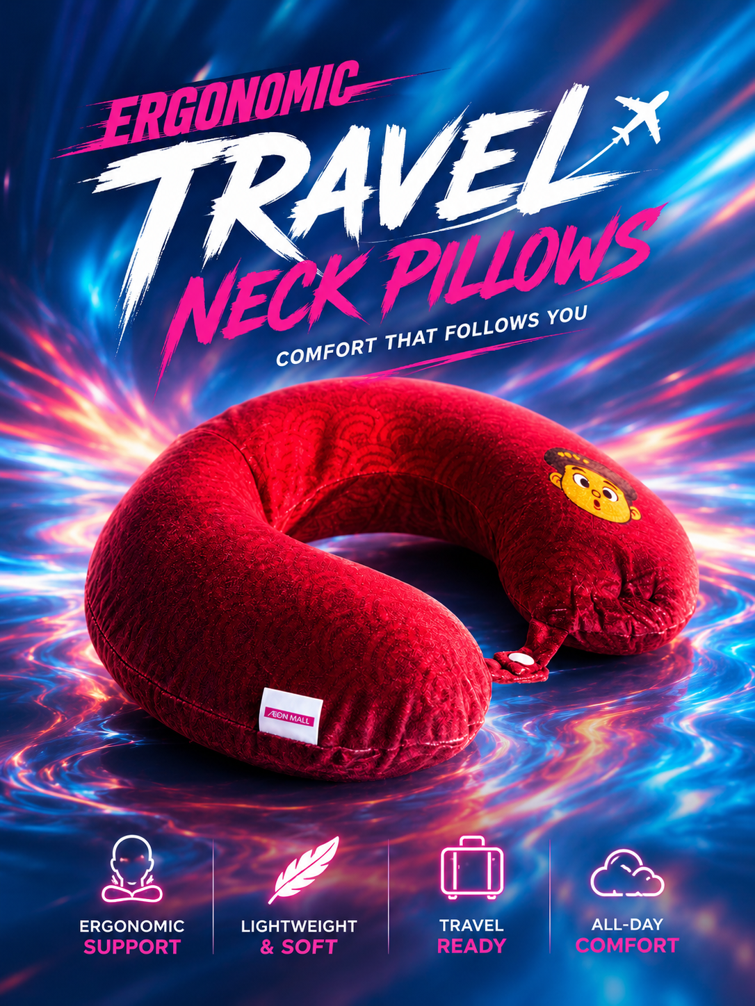 Custom Branded Ergonomic Travel Neck Pillows (MOQ 100 Set)