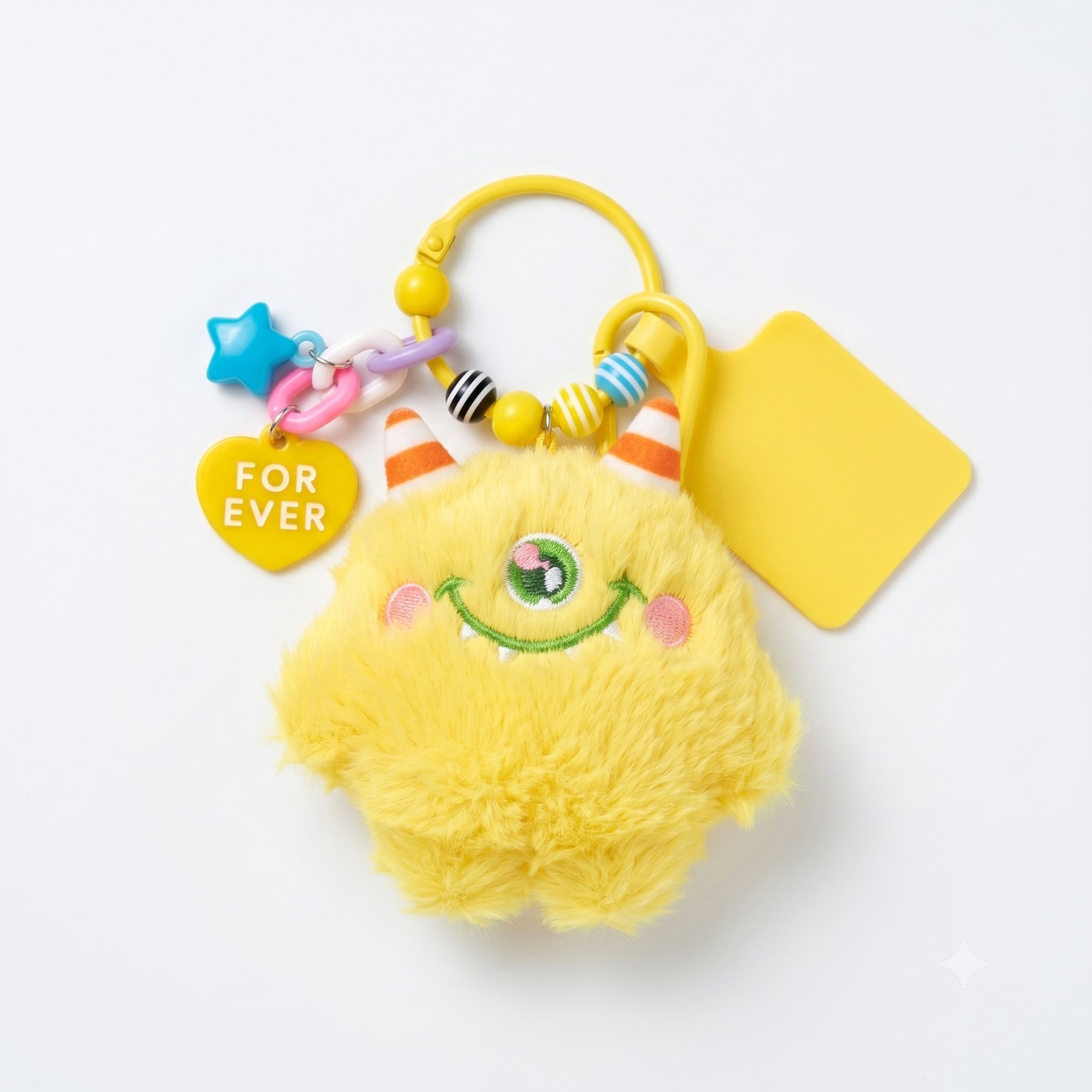 Custom Branded Fluffy Monster Charm Keychains (MOQ 100 Set)