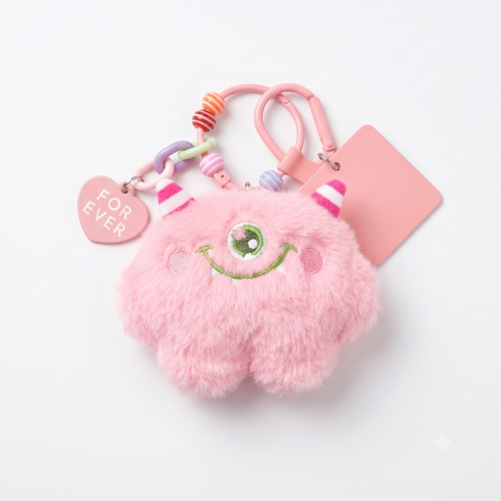 Custom Branded Fluffy Monster Charm Keychains (MOQ 100 Set)