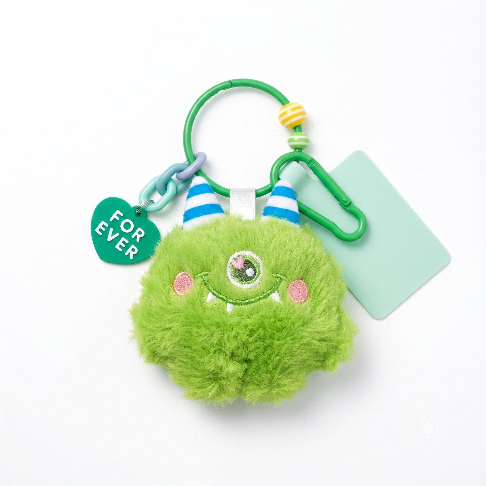 Custom Branded Fluffy Monster Charm Keychains (MOQ 100 Set)