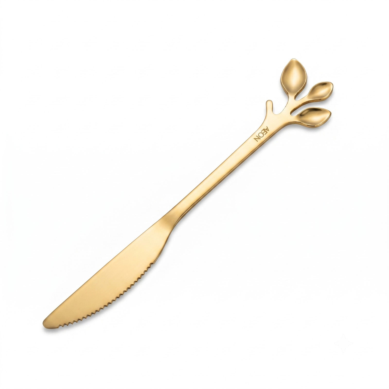 Custom Branded Gold-Plated Botanical Dessert Cutlery Set (MOQ 500 Set)