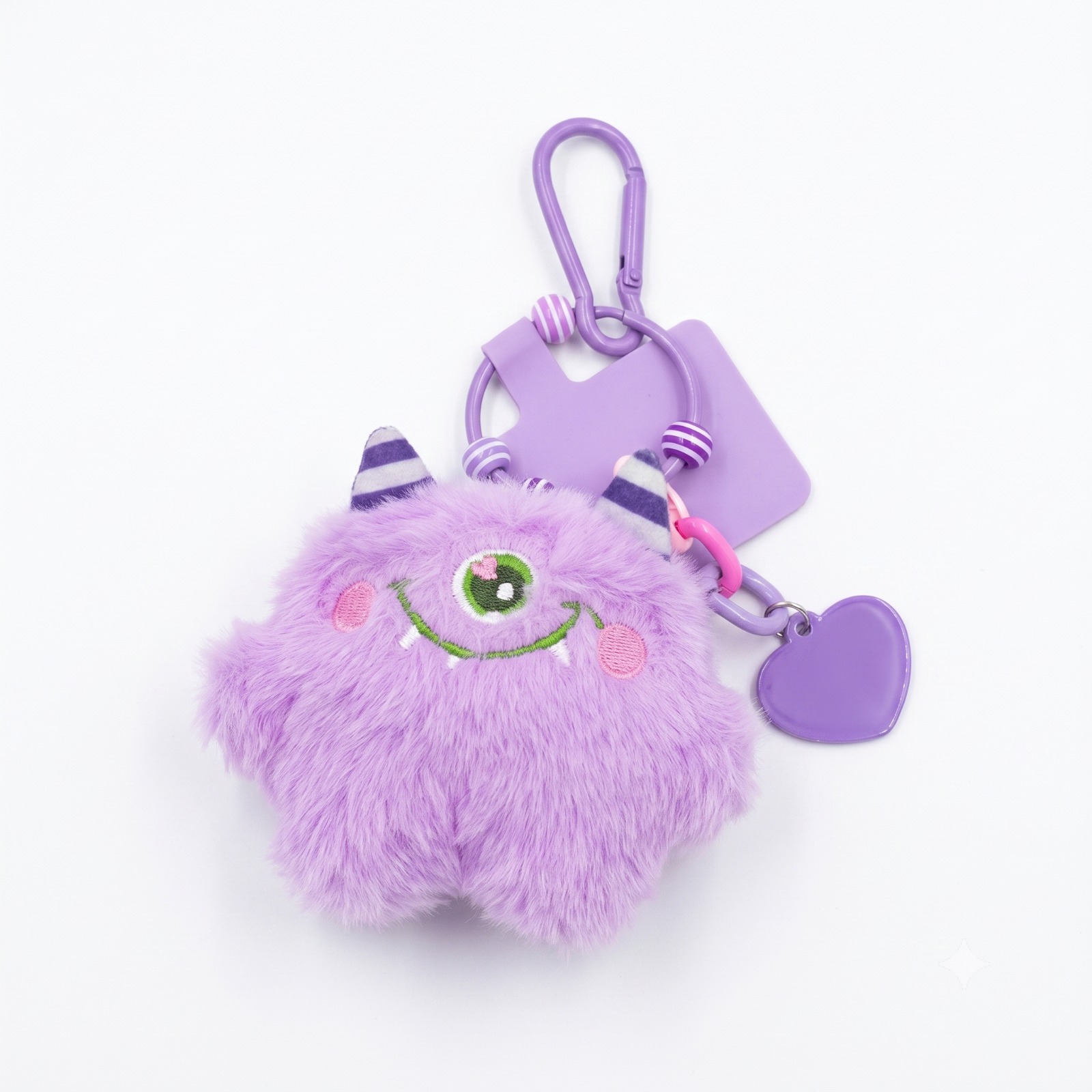 Custom Branded Fluffy Monster Charm Keychains (MOQ 100 Set)
