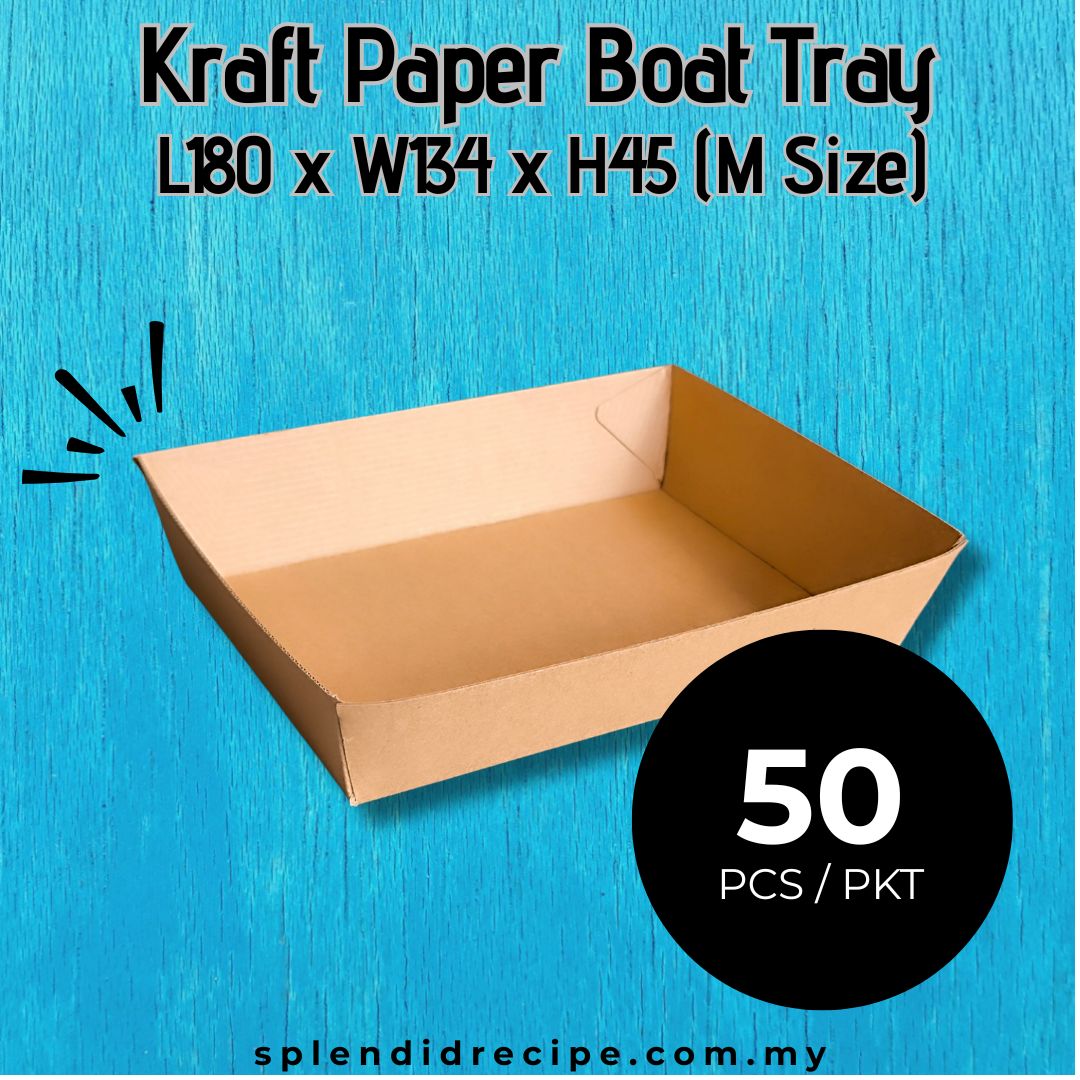 M Size Kraft Paper Boat Tray L180 x W134 x H45mm (125 pcs)