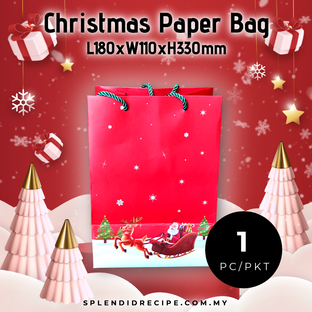 Christmas Paper Bag with PET Window  (1 pc)