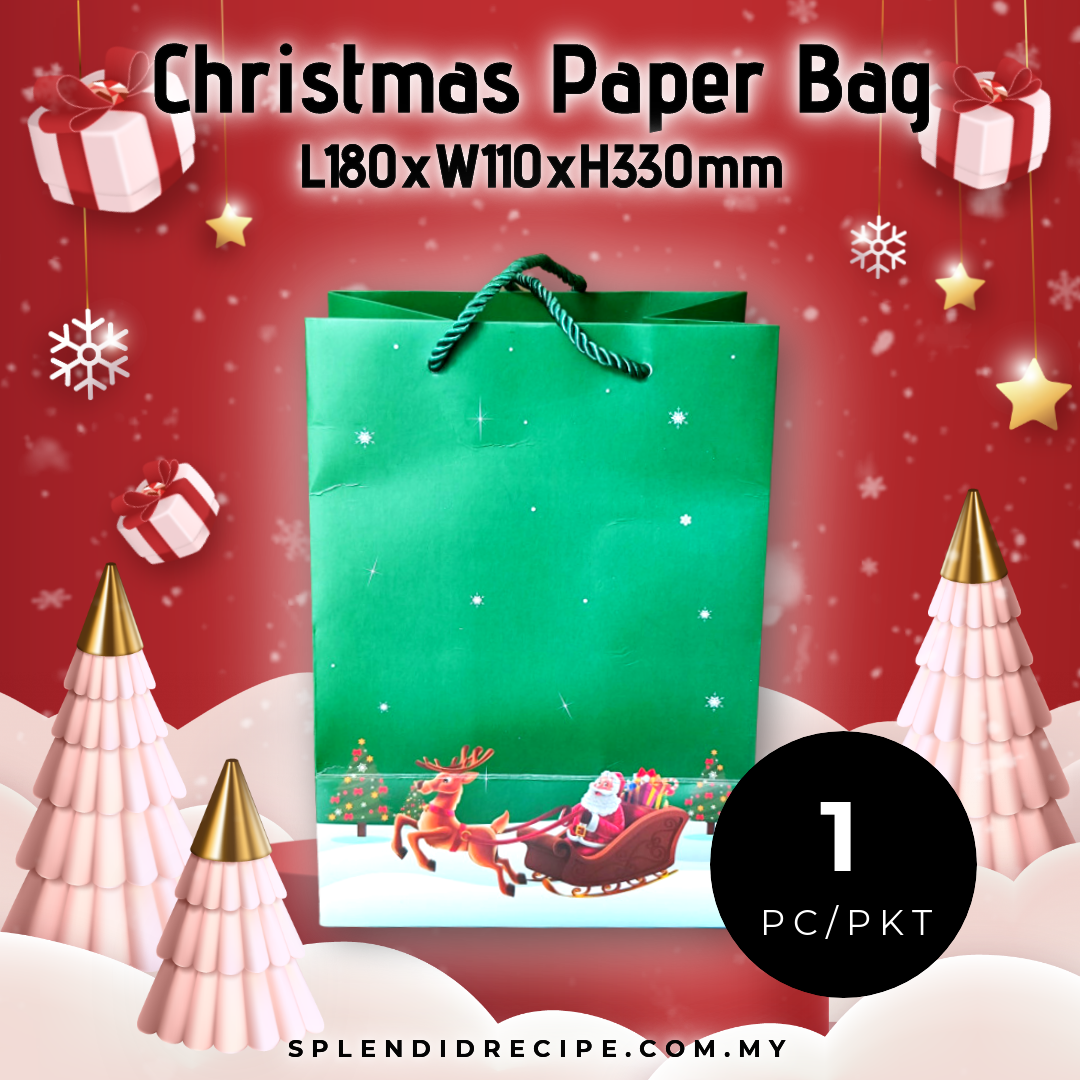 Christmas Paper Bag with PET Window  (1 pc)