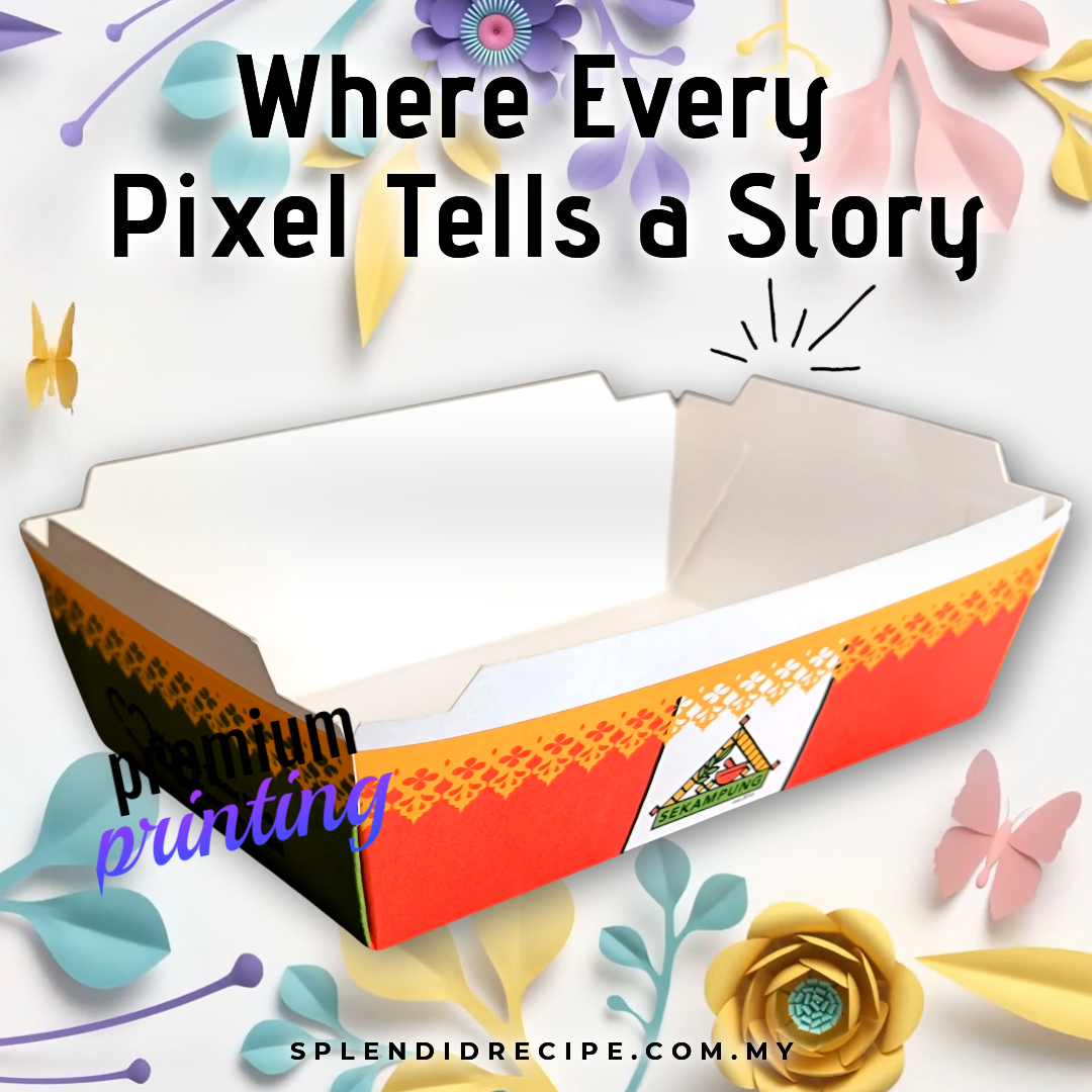 Custom Printed "Sekampung" Paper Lunch Box with PET Lid (10k MOQ)