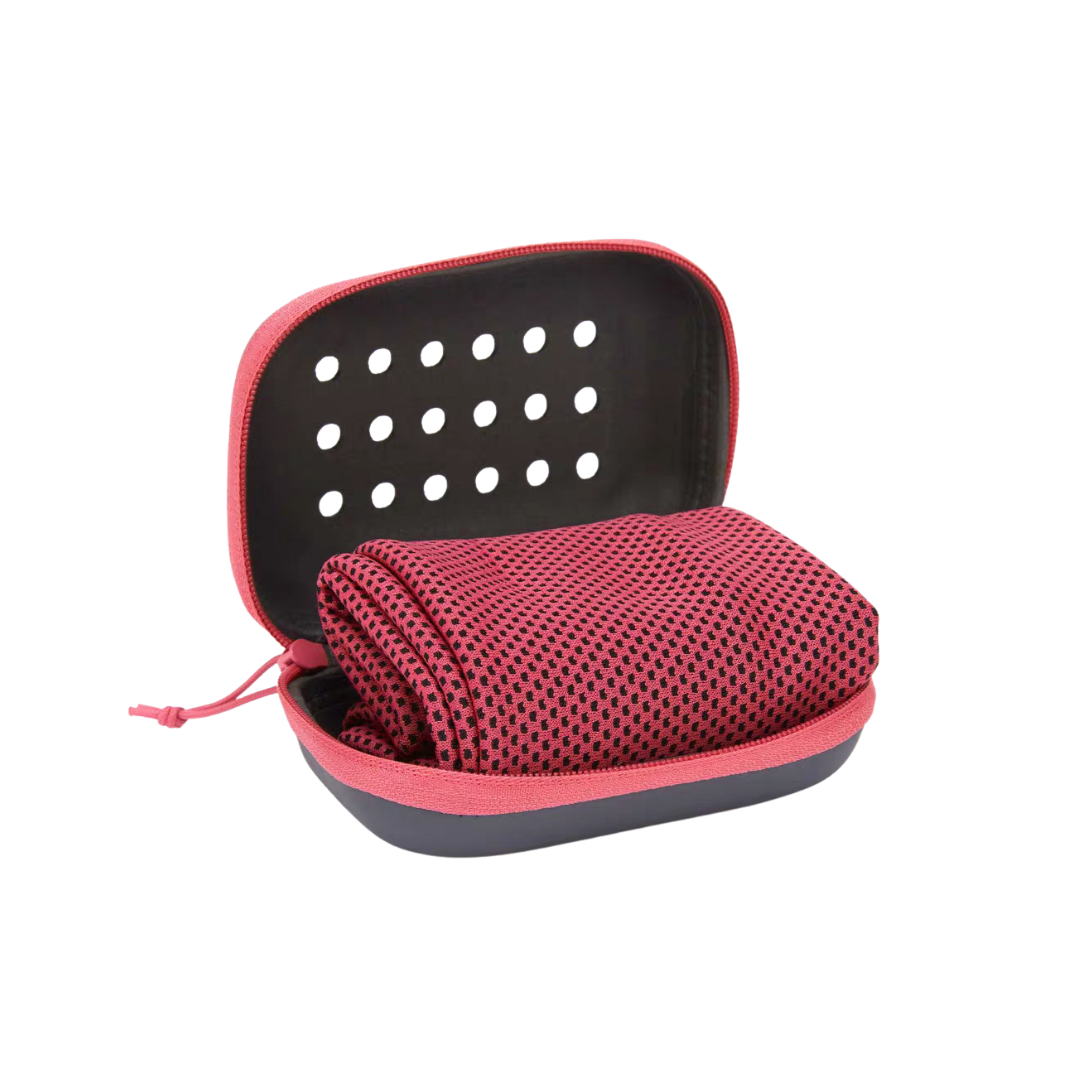 Custom Branded Quick-Dry Microfiber Towel in Ventilated EVA Case (MOQ 100 Set)