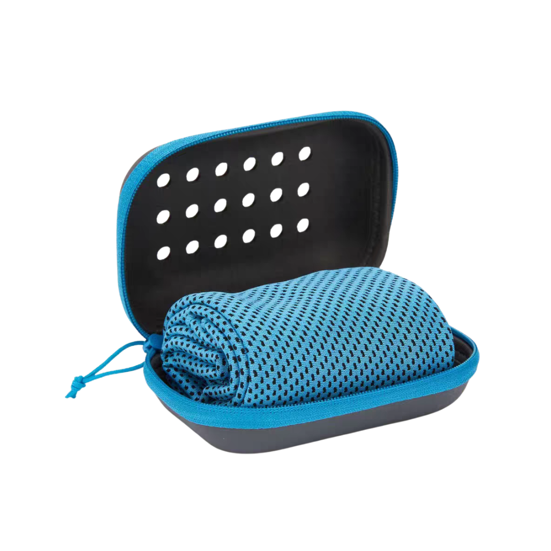 Custom Branded Quick-Dry Microfiber Towel in Ventilated EVA Case (MOQ 100 Set)