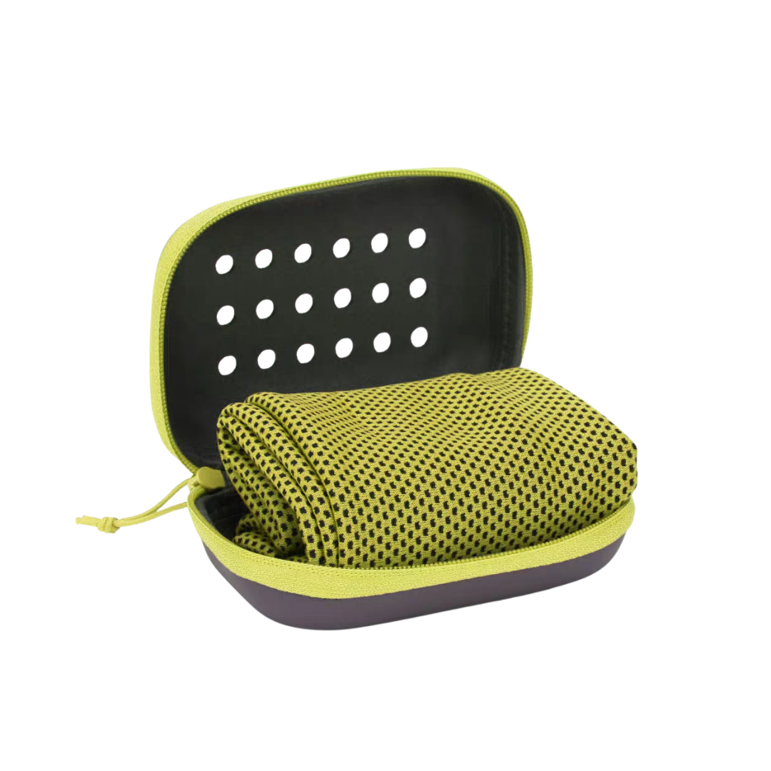 Custom Branded Quick-Dry Microfiber Towel in Ventilated EVA Case (MOQ 100 Set)