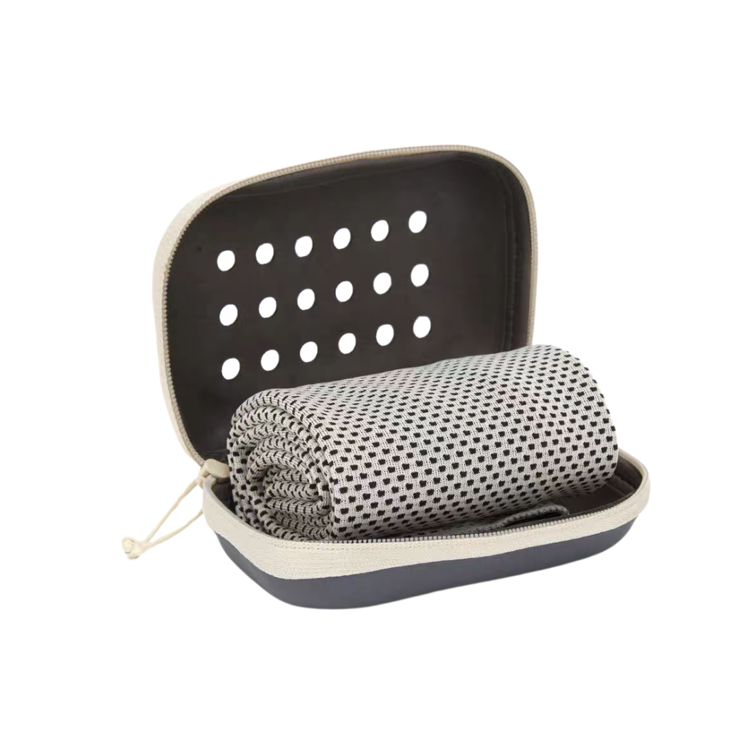 Custom Branded Quick-Dry Microfiber Towel in Ventilated EVA Case (MOQ 100 Set)