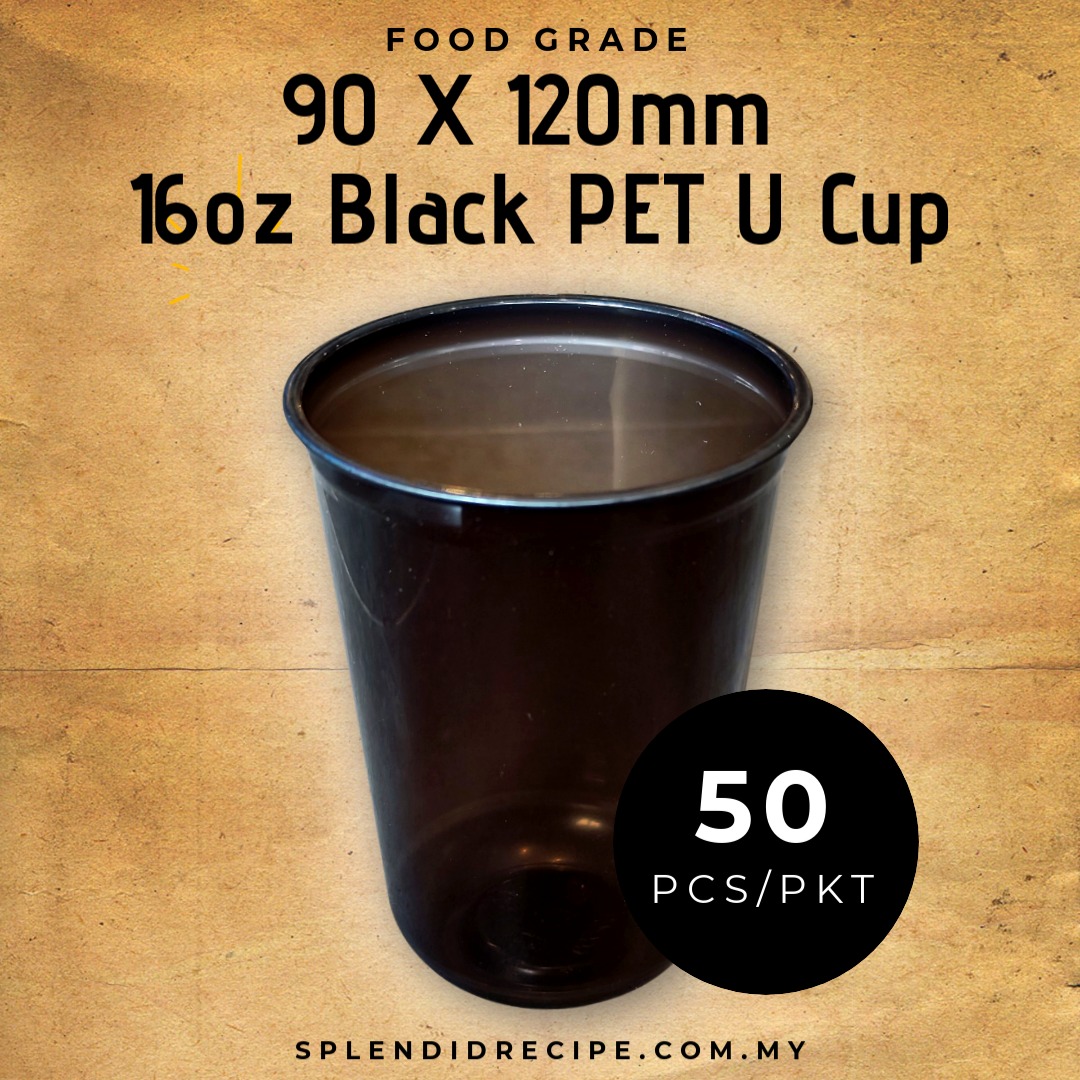 16oz Black PET U Cup