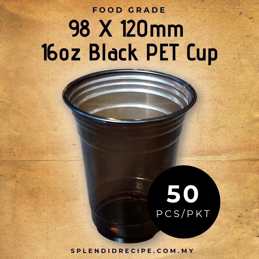 16oz Black PET Cup