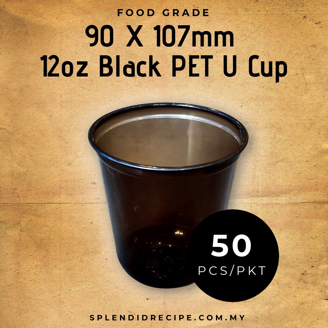 12oz Black PET U Cup