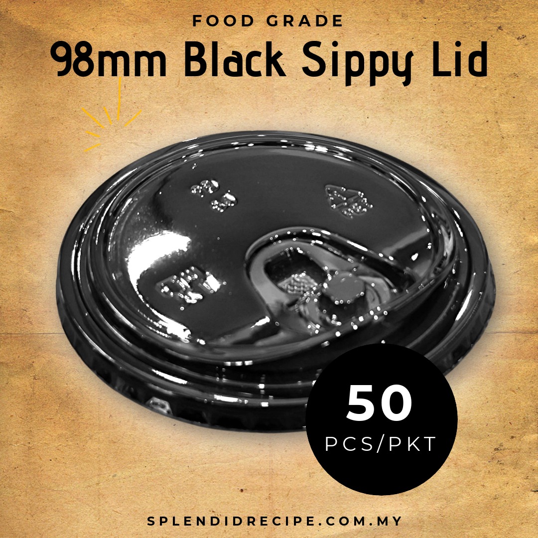 98mm Black Sippy Lid (50PCS)