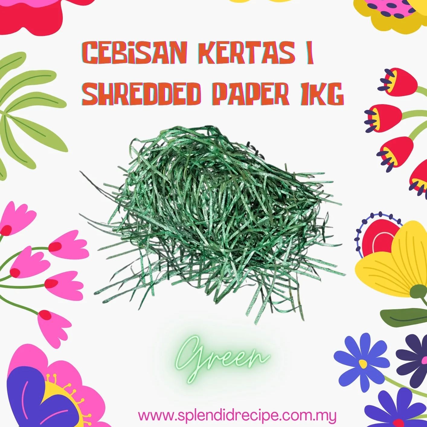 SHREDDED PAPER | PIECE OF PAPER | GREEN GLOSSY (1KG)