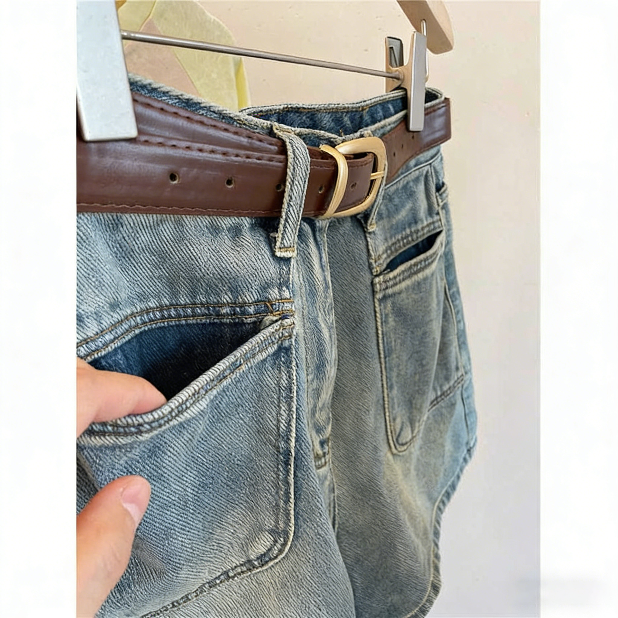 【單件販售】法式重工蕾絲飛飛袖襯衫+復古水洗A字牛仔短褲