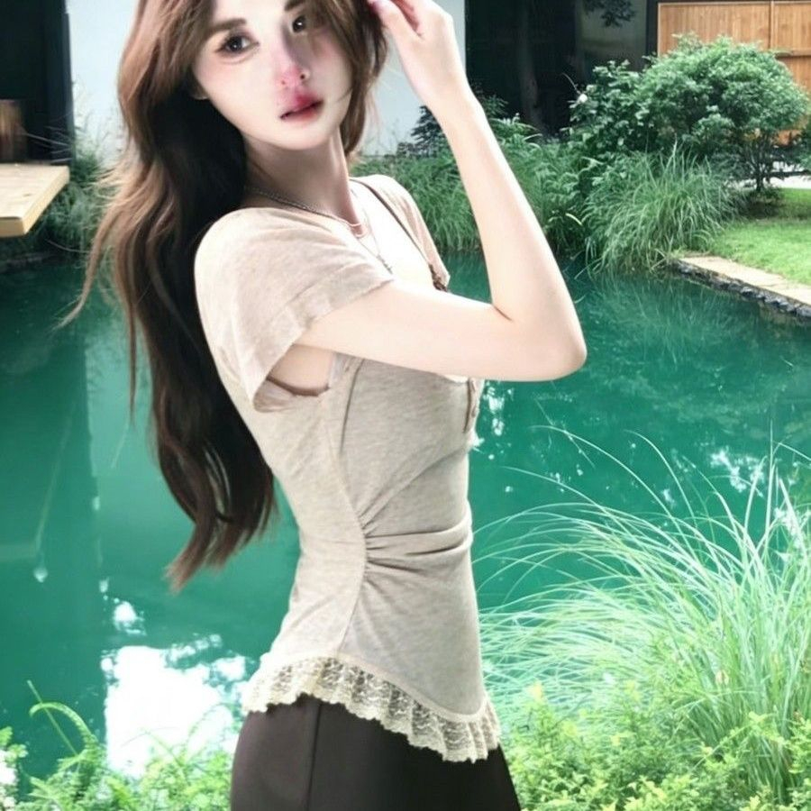 【單件/套裝】絕美巨好看掐腰顯瘦辣妹短袖冰絲罩衫+洋裝兩件套